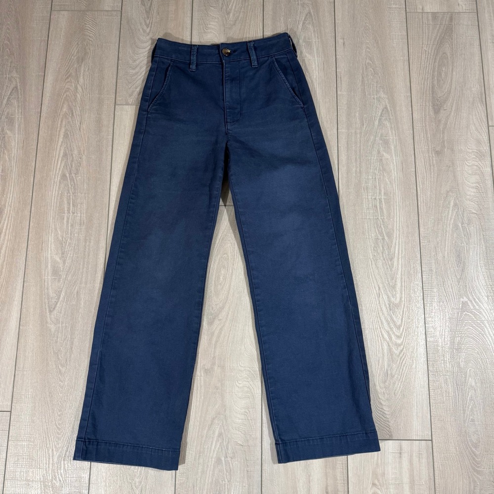 American Giant Wide Leg Pants Women's 0 Navy Blue Excellent Cotton Canvas USA